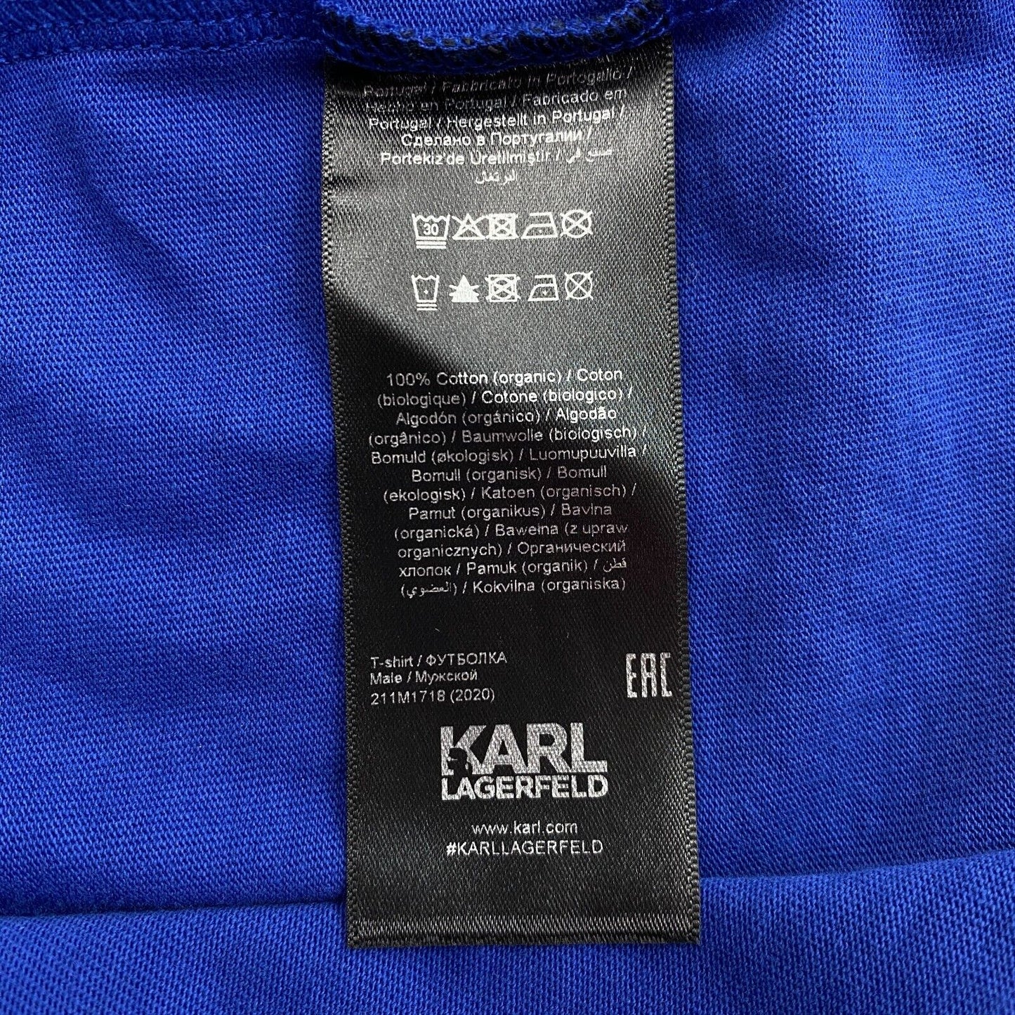 KARL LAGERFELD T-shirt à col rond imprimé floqué bleu marine taille M