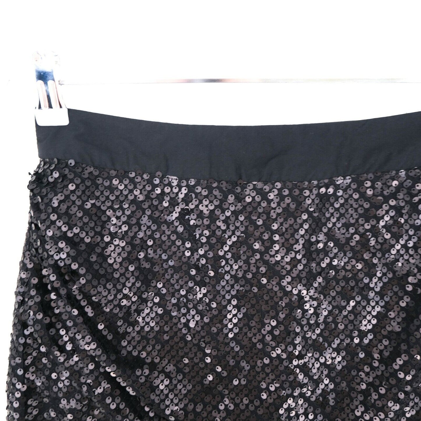 RRP €111 DEREON Black Sequin Short Skirt Size S M