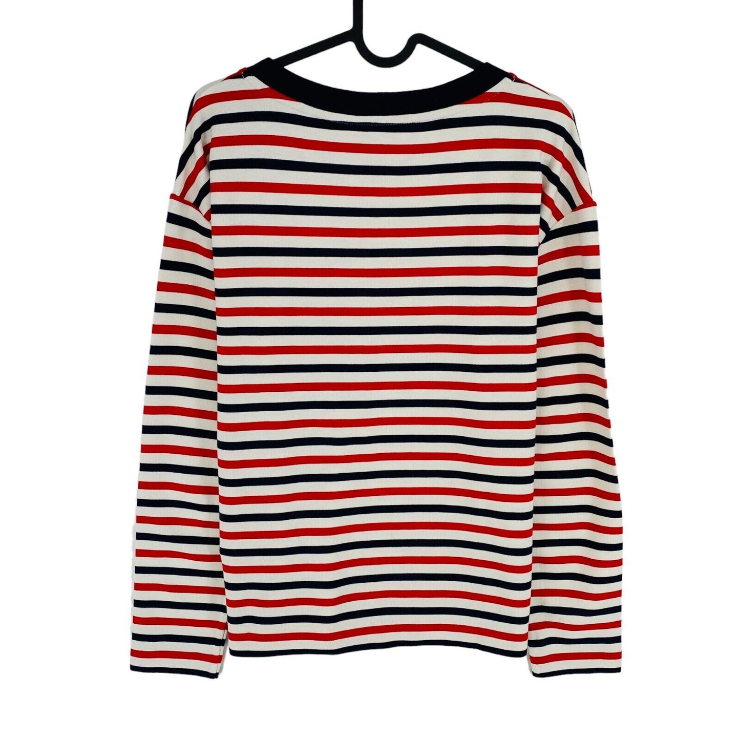 GANT Women Red Icon G Stripe Long Sleeve Crew Neck T Shirt Size L