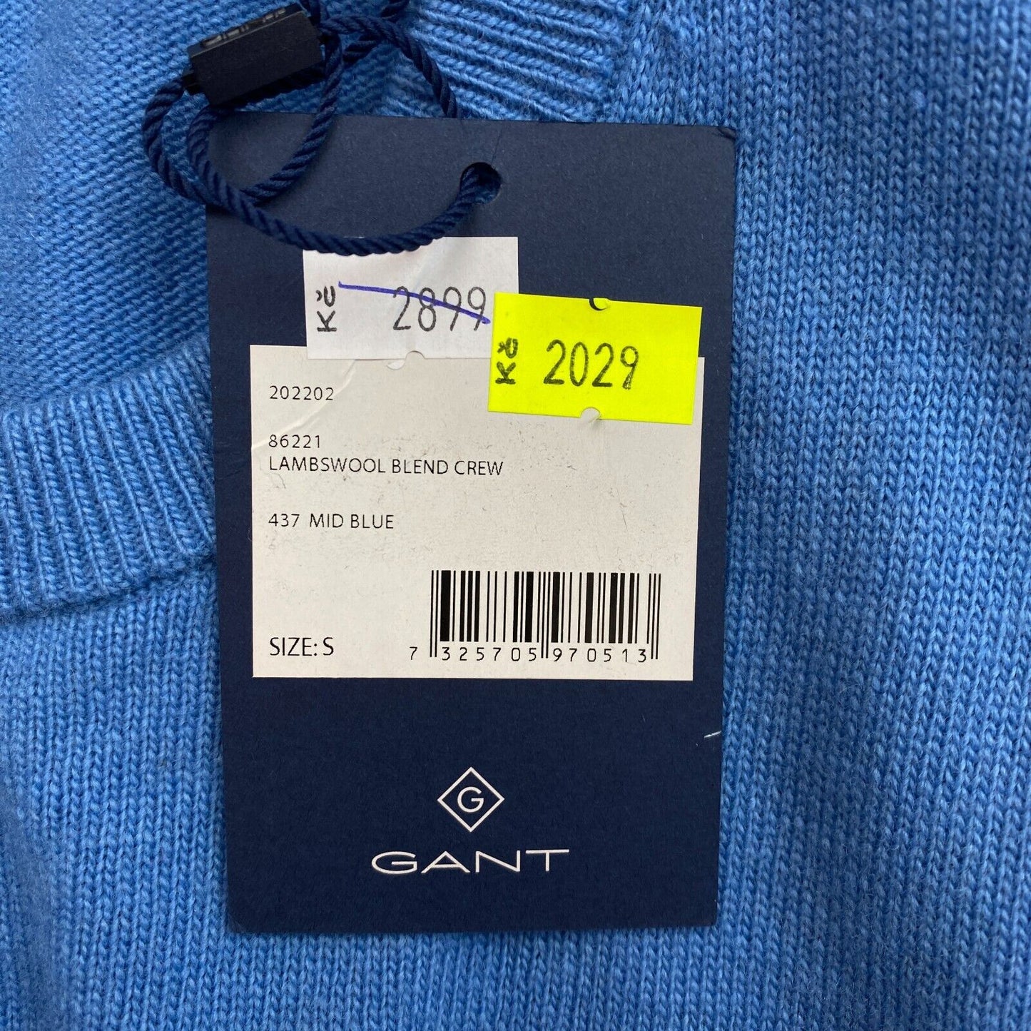 GANT Blauer Pullover aus Wollmischung mit Rundhalsausschnitt, Größe S