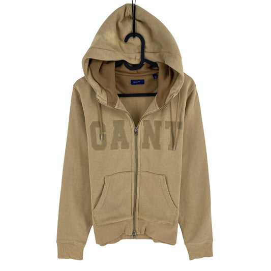 GANT Women Brown Logo Full Zip Hoodie Sweater Pullover Size S