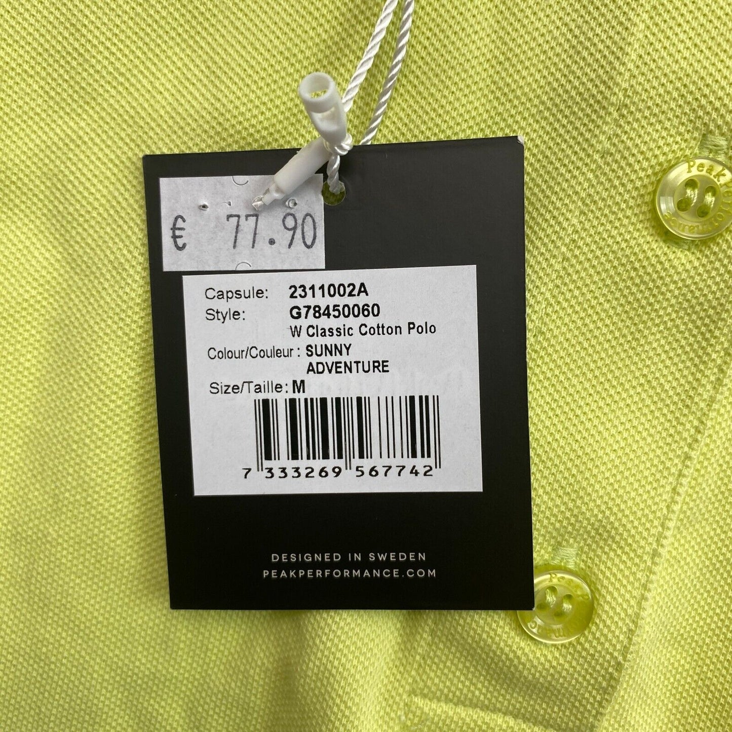 Peak Performance Women Yellow Classic Cotton SS Polo Shirt Size M