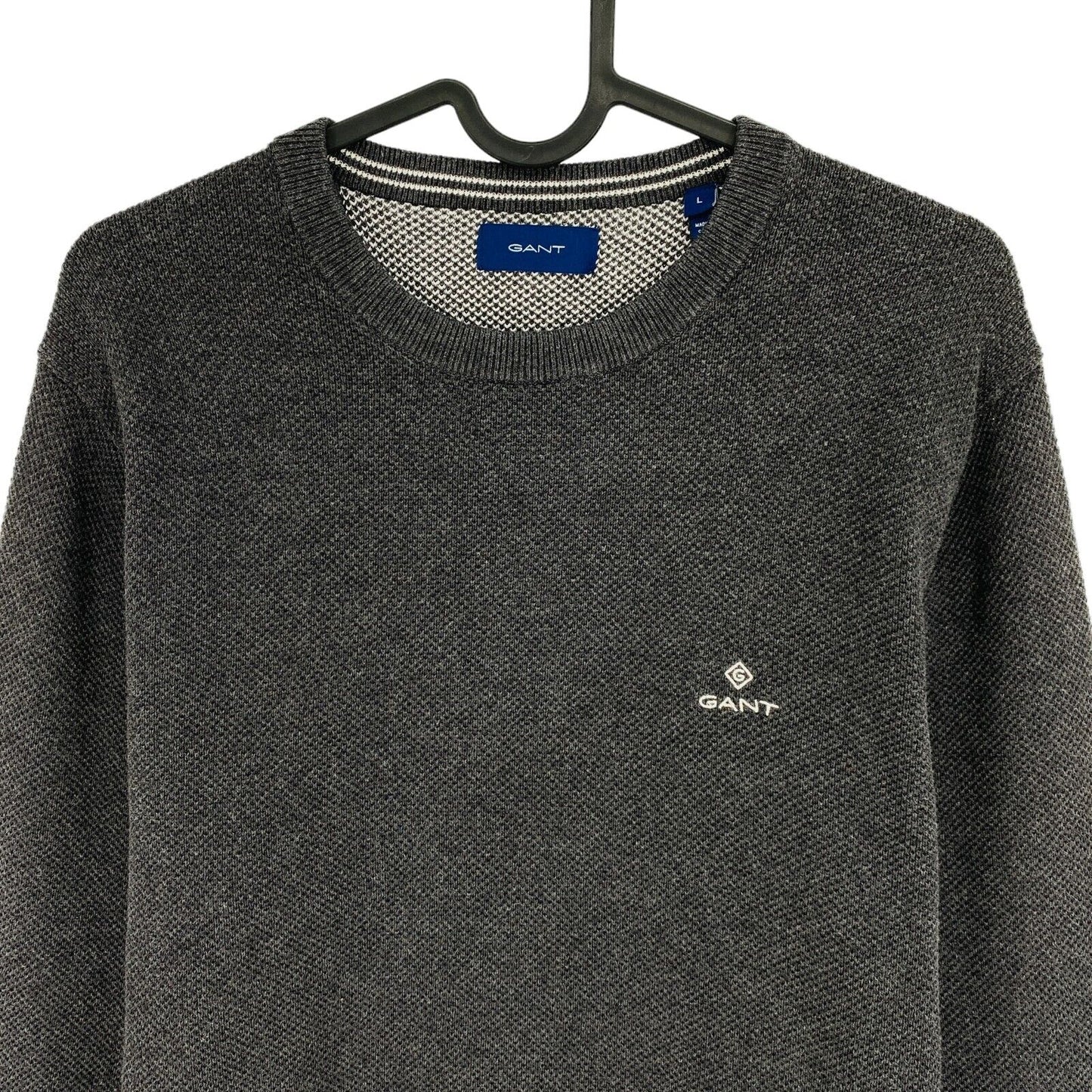 GANT Pullover mit Rundhalsausschnitt, 100 % Baumwolle, Dunkelgrau, Größe L