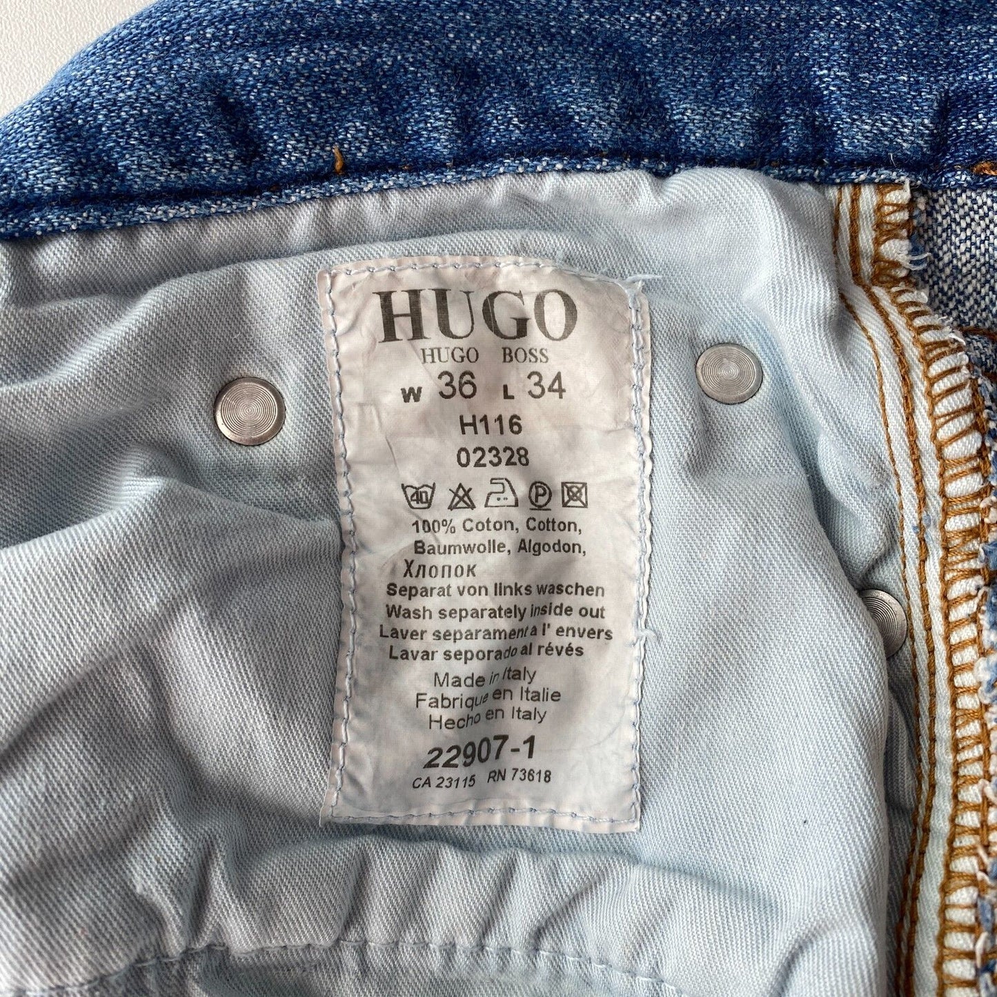 HUGO BOSS Blue Regular Straight Fit Jeans Size W36 L34