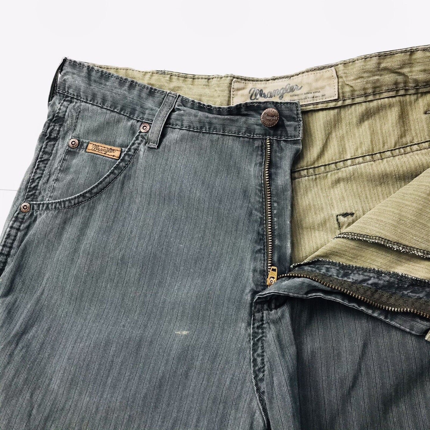 Wrangler BENTON Grey Green Regular Straight Fit Pants Trousers W34 L30