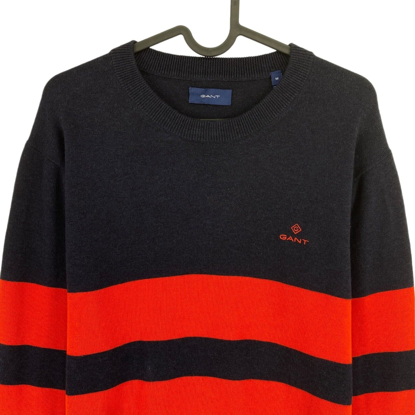 GANT Navy Blue Striped Crew Neck Jumper Sweater Size M