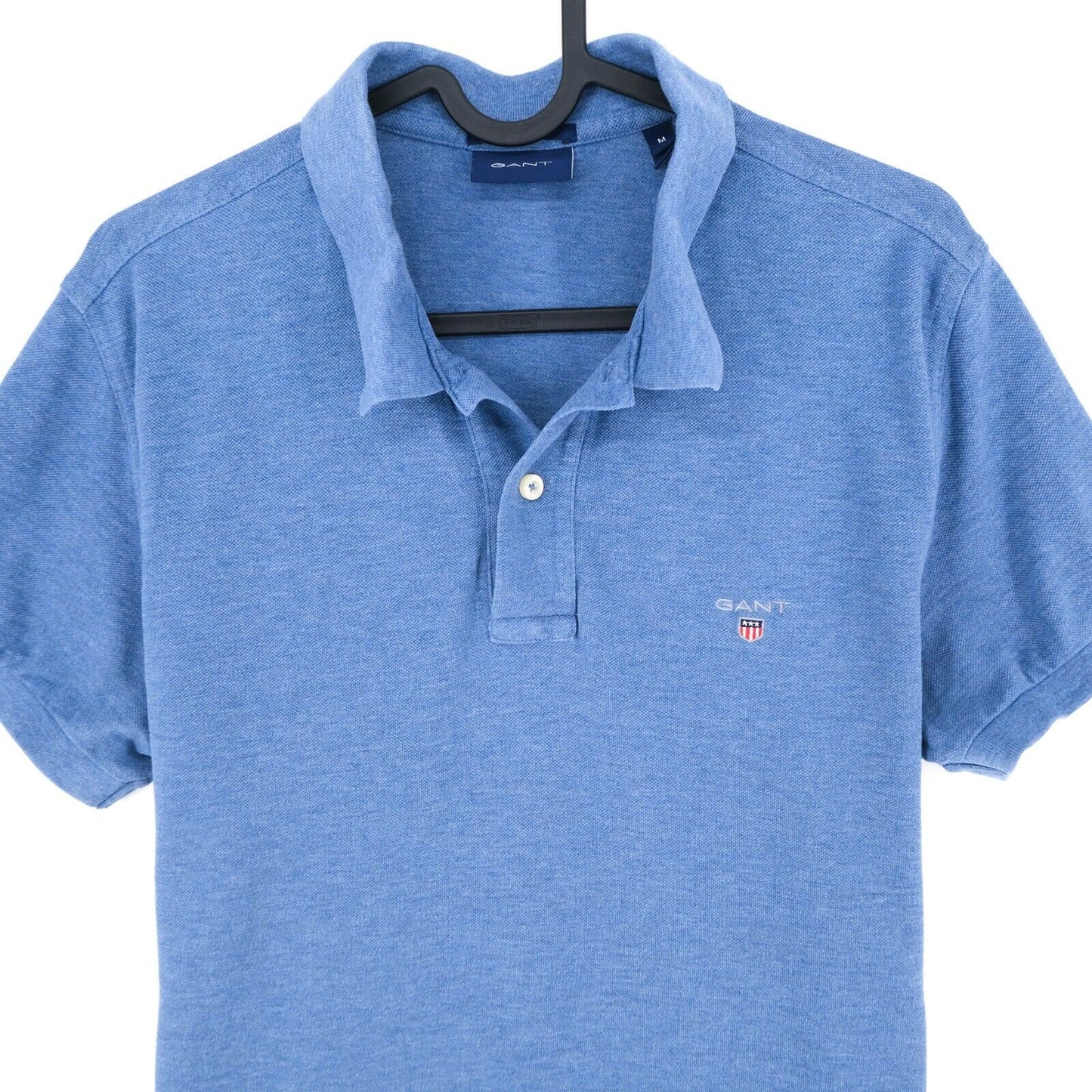 GANT T-Shirt mit Polokragen und schmalem Logo, Blau, Größe M