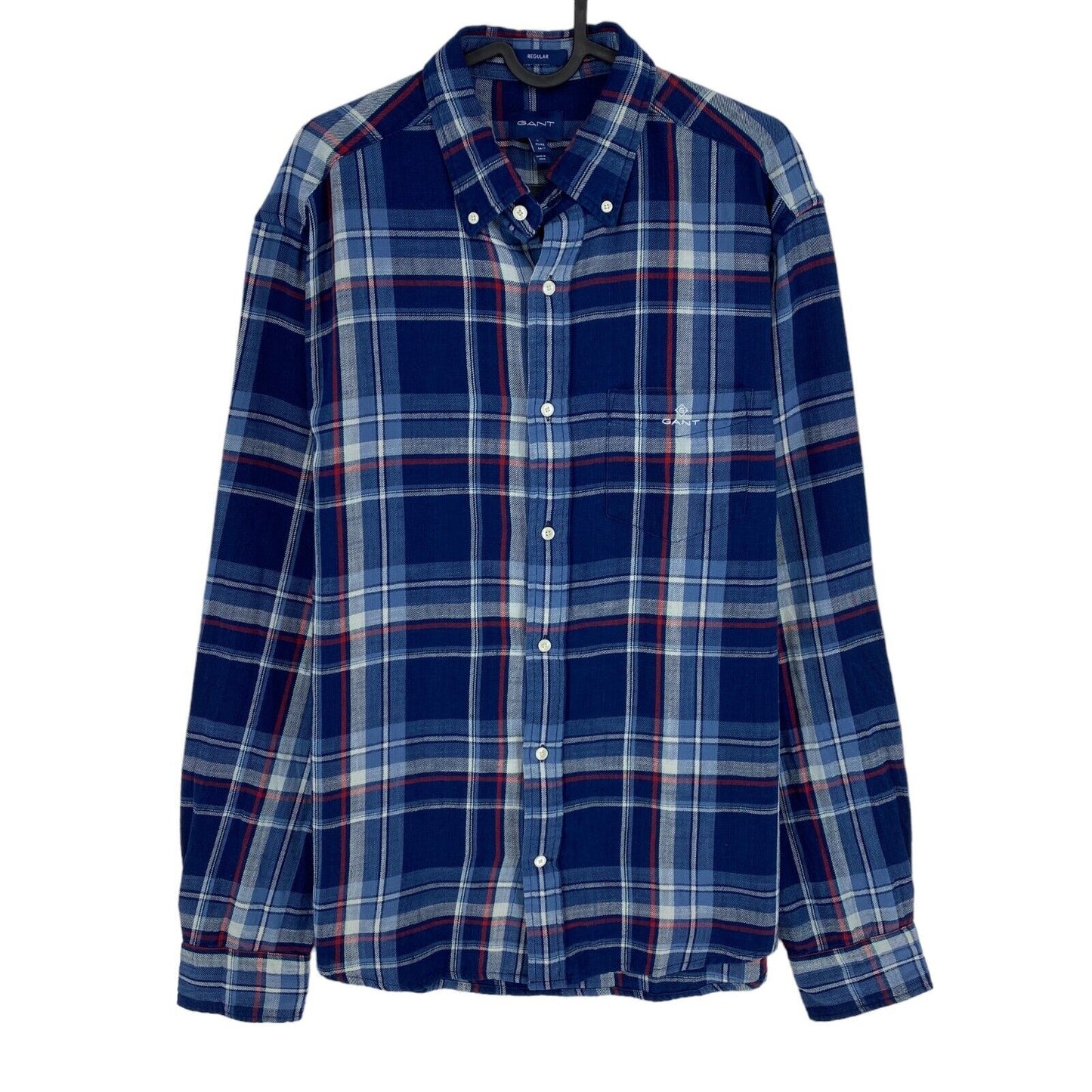 GANT Blue Plaid Regular Fit Shirt Size L 41/42 16.5