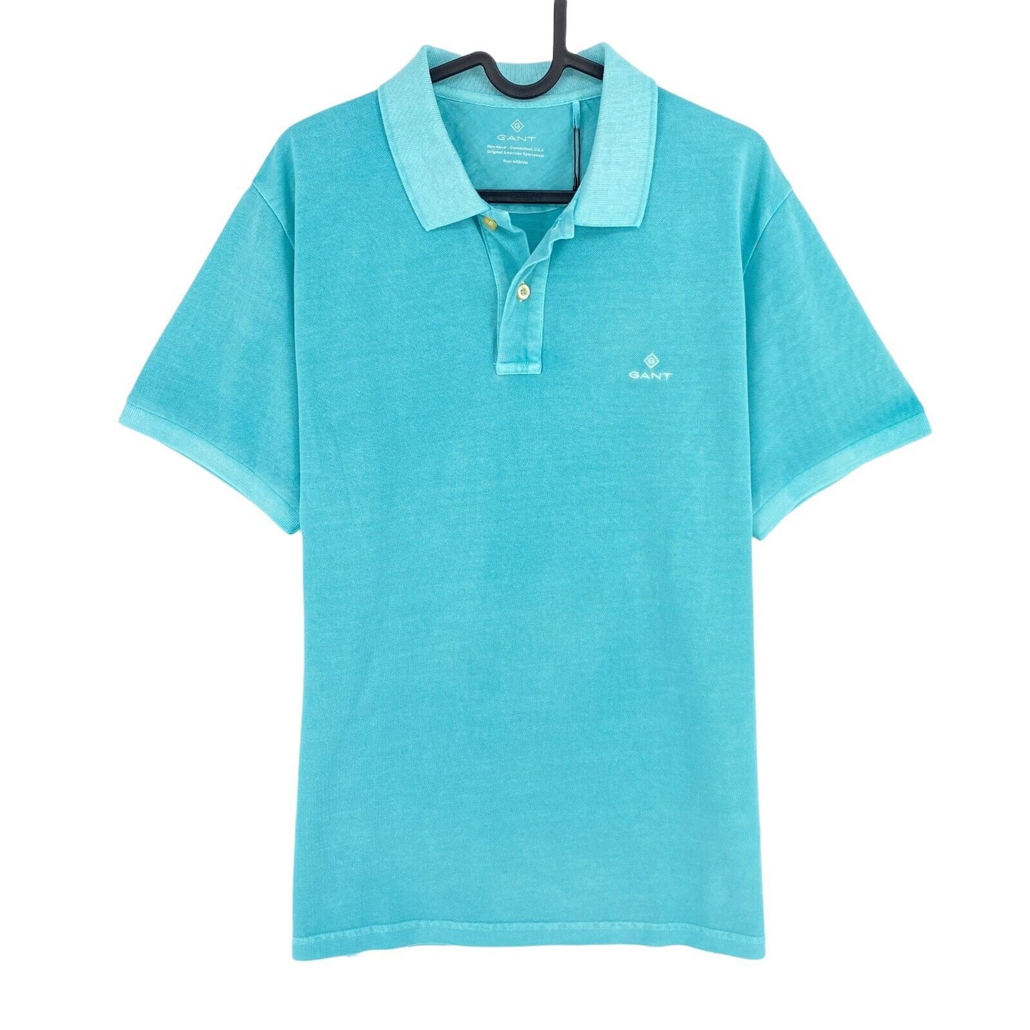 GANT Blueish Green Sun Faded Pique Rugger Polo Shirt Size M