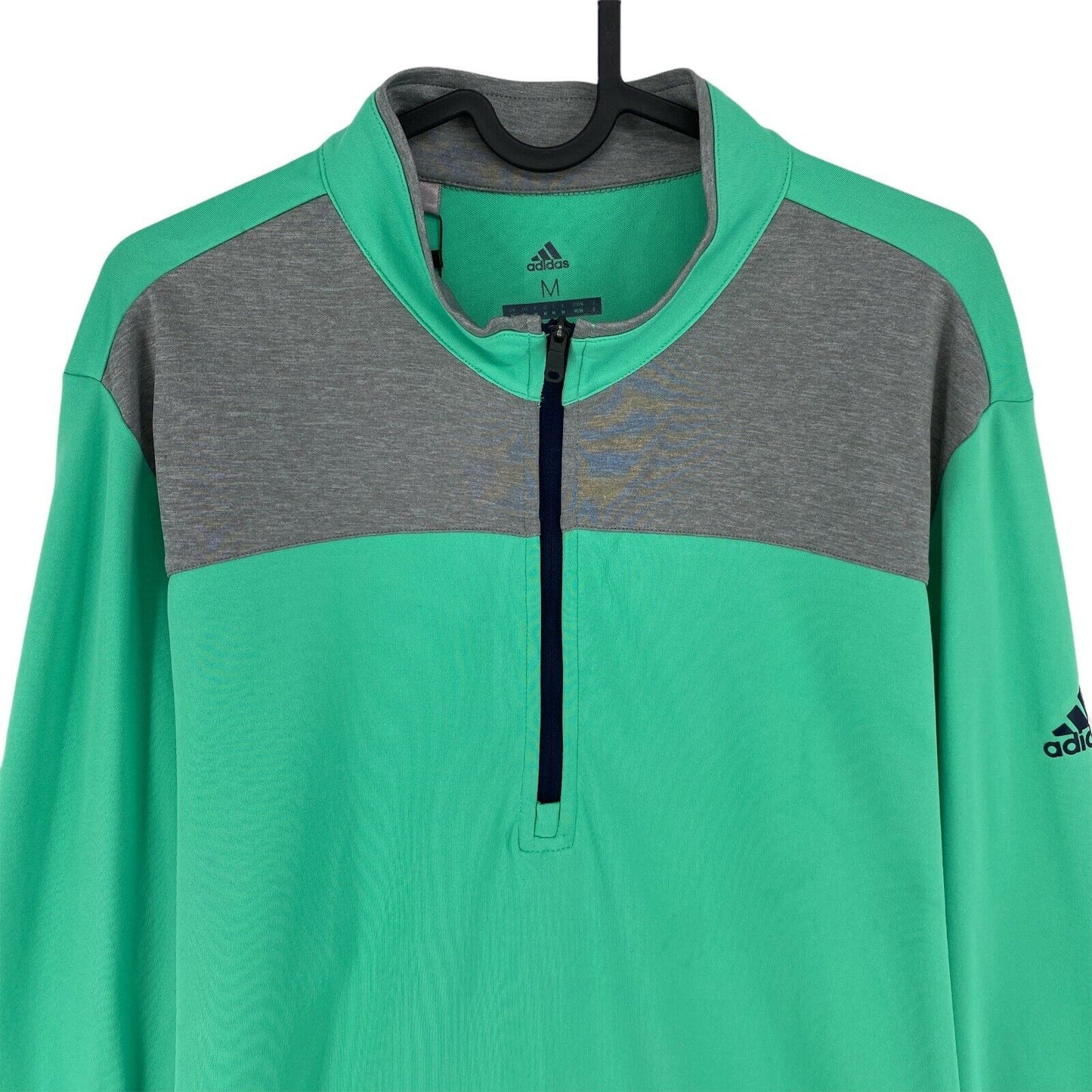 Adidas Golf Green UV Ultra Light Weight UPF 1/4 Zip Sweater Pull Taille M