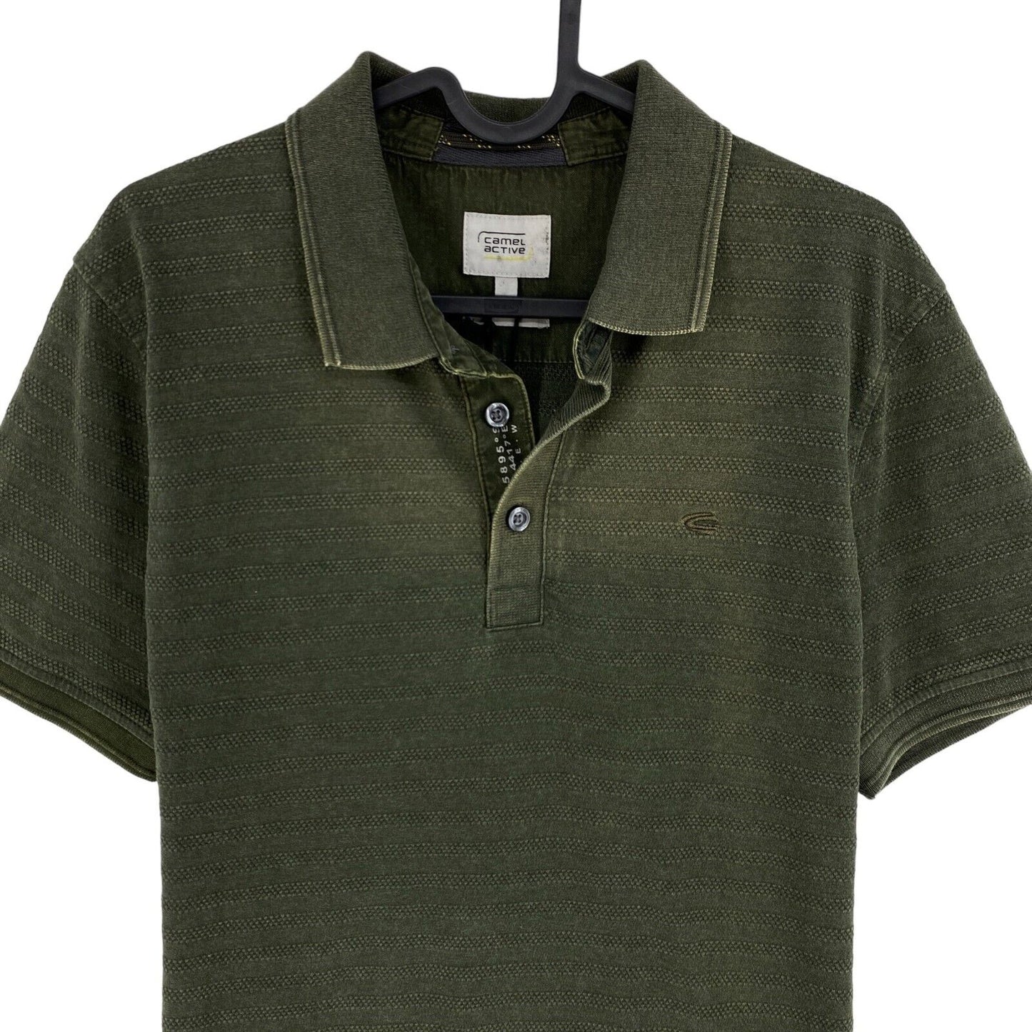 CAMEL ACTIVE Dark Green Raw Dyed Texture Pique Polo Shirt Size S