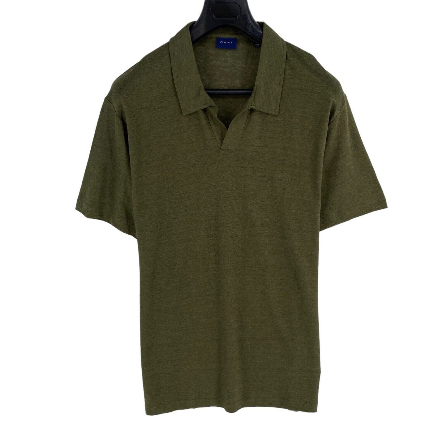 GANT Men Dark Green Linen Rugger Short Sleeves Polo Shirt Size 2XL XXL