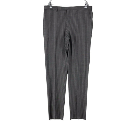 LUBIAM Grey Regular Straight Fit Virgin Wool Trousers Size EU 54 W38 / EU 58 W42