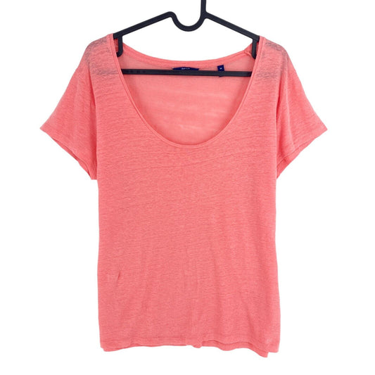 GANT Pink Linen Scoop Neck T Shirt Size M