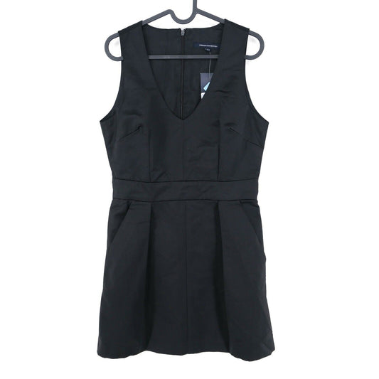 UVP 159 € FRENCH CONNECTION Schwarzes Kleid mit V-Ausschnitt, Größe 12-M