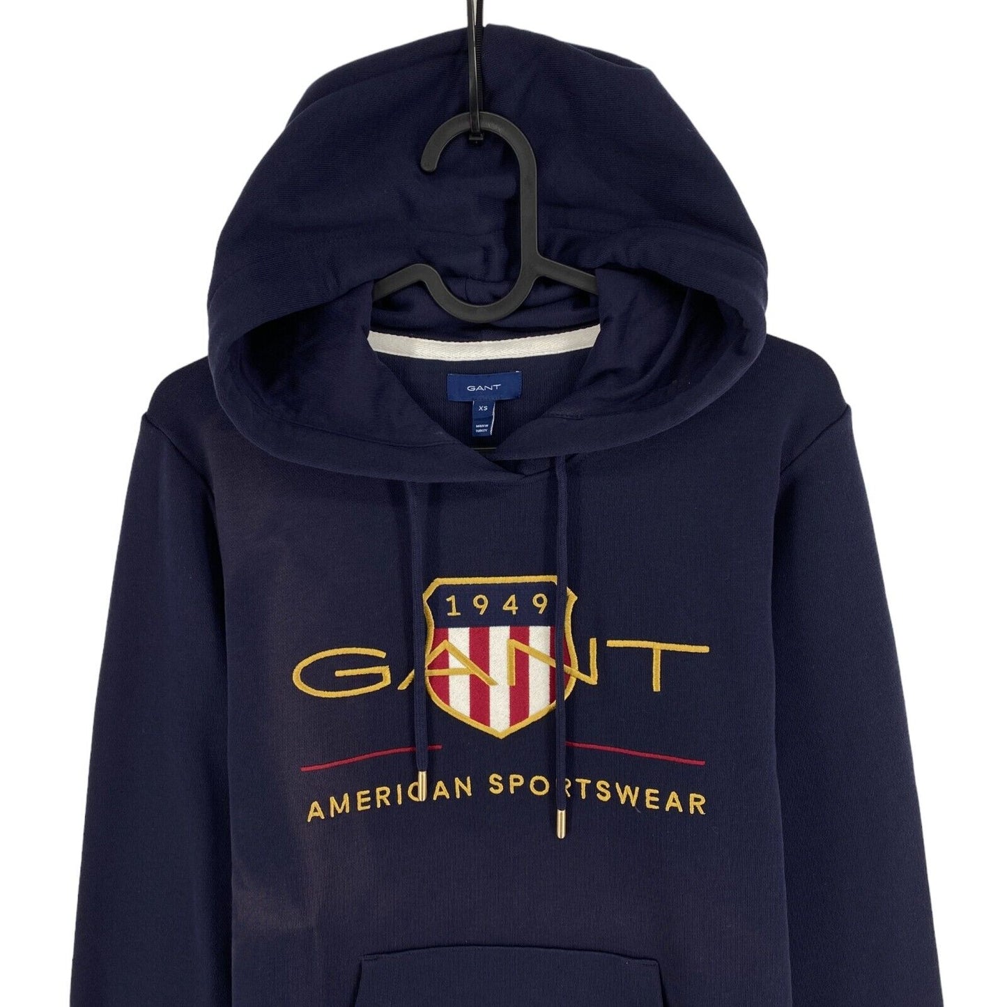 GANT – Kapuzenkleid „Archive Shield“ in Marineblau, Größe XS