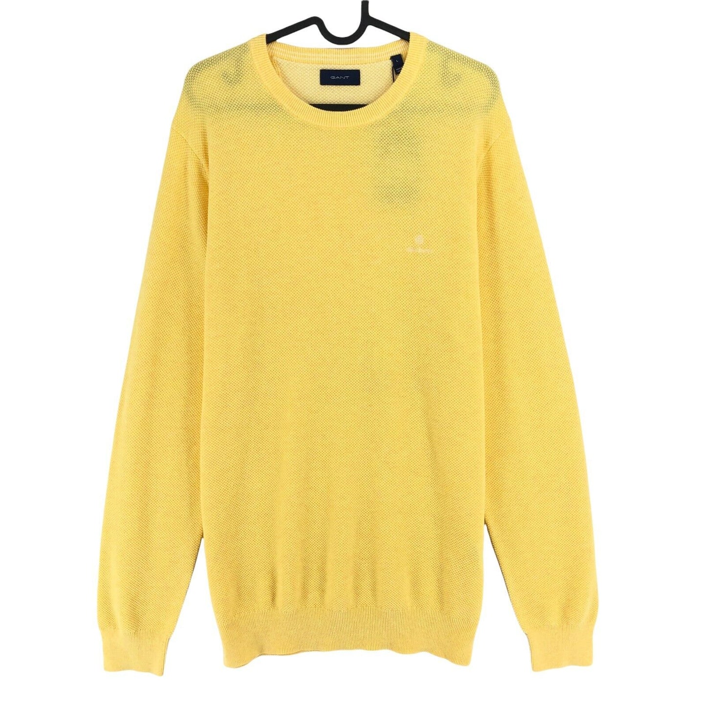 GANT Yellow Crew Neck 100% Cotton Pique Sweater Jumper Size L