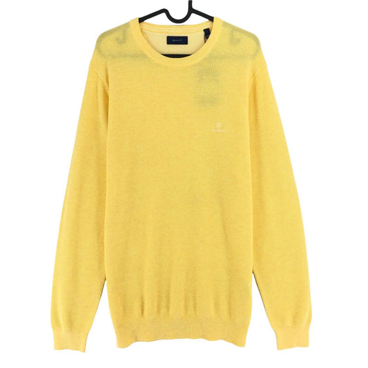 GANT Yellow Crew Neck 100% Cotton Pique Sweater Jumper Size L