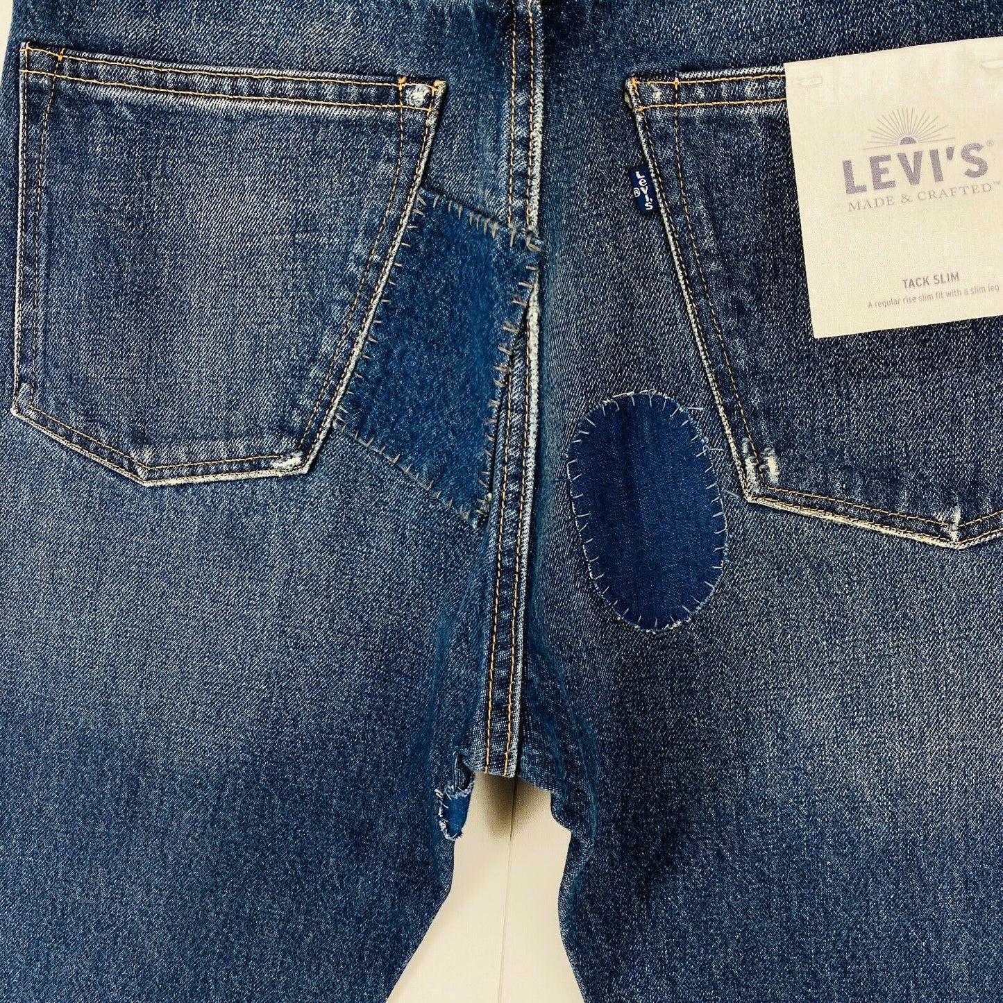 Levi's Made & Crafted TACK SLIM Blue Mens Slim Fit Patched Jeans W31 L34