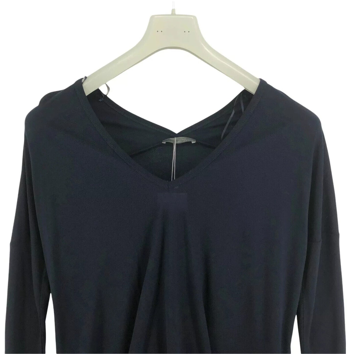 ZARA Women Navy Blue V Neck Oversized Loose Fit T Shirt Blouse Size M