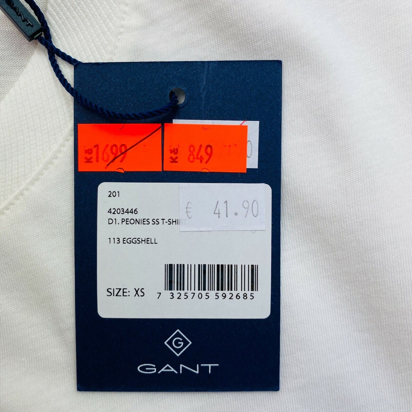 GANT T-Shirt mit Rundhalsausschnitt, weiß, Pfingstrosen, Größe XS