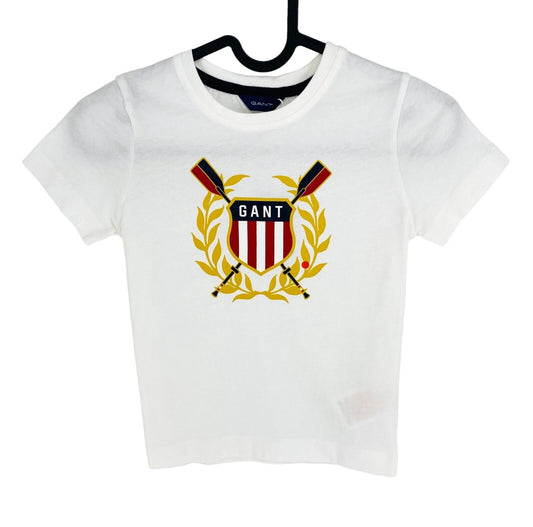 GANT Unisex Kids White Rowing Shield Crew Neck T-Shirt Size 110/116 5-6 Years