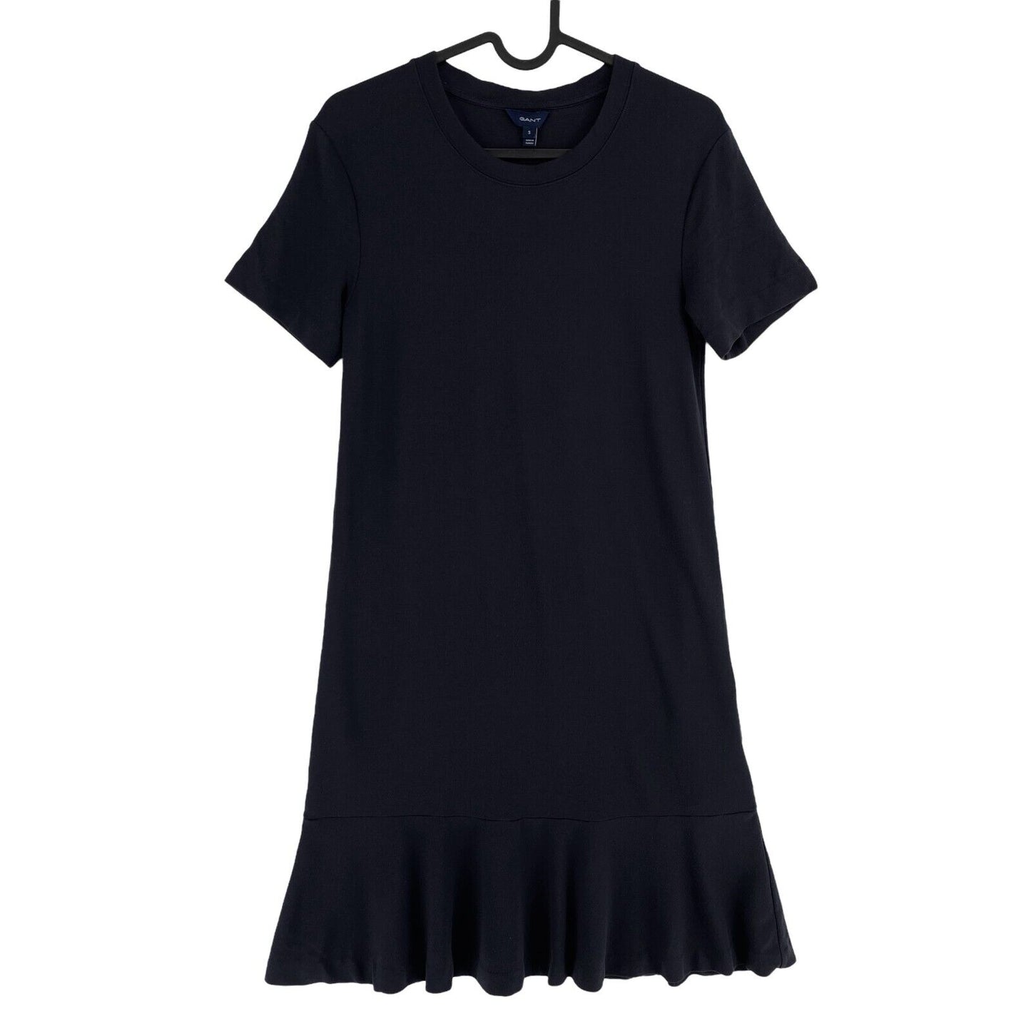 GANT Navy Blue Jersey Flounce Detail A Line Short Sleeves Dress Size S