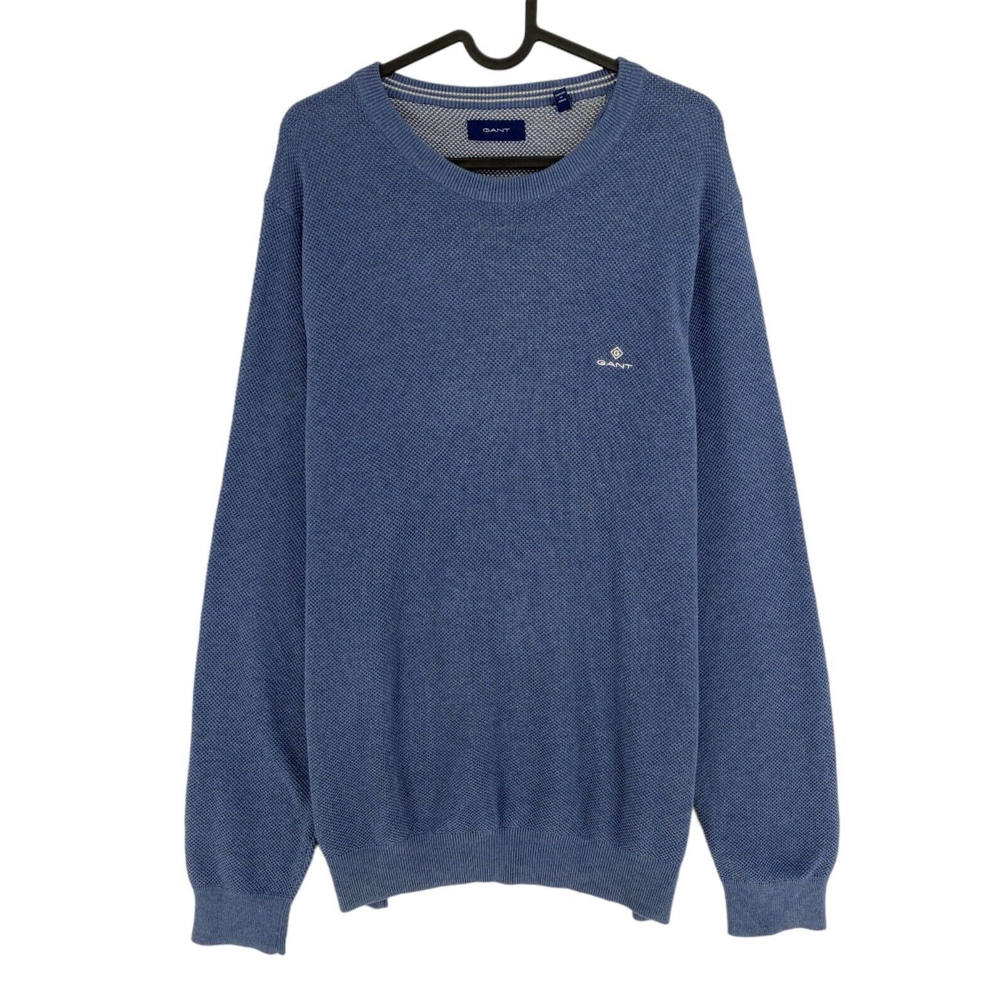 GANT Blue Cotton Pique Crew Neck Sweater Pullover Size XL