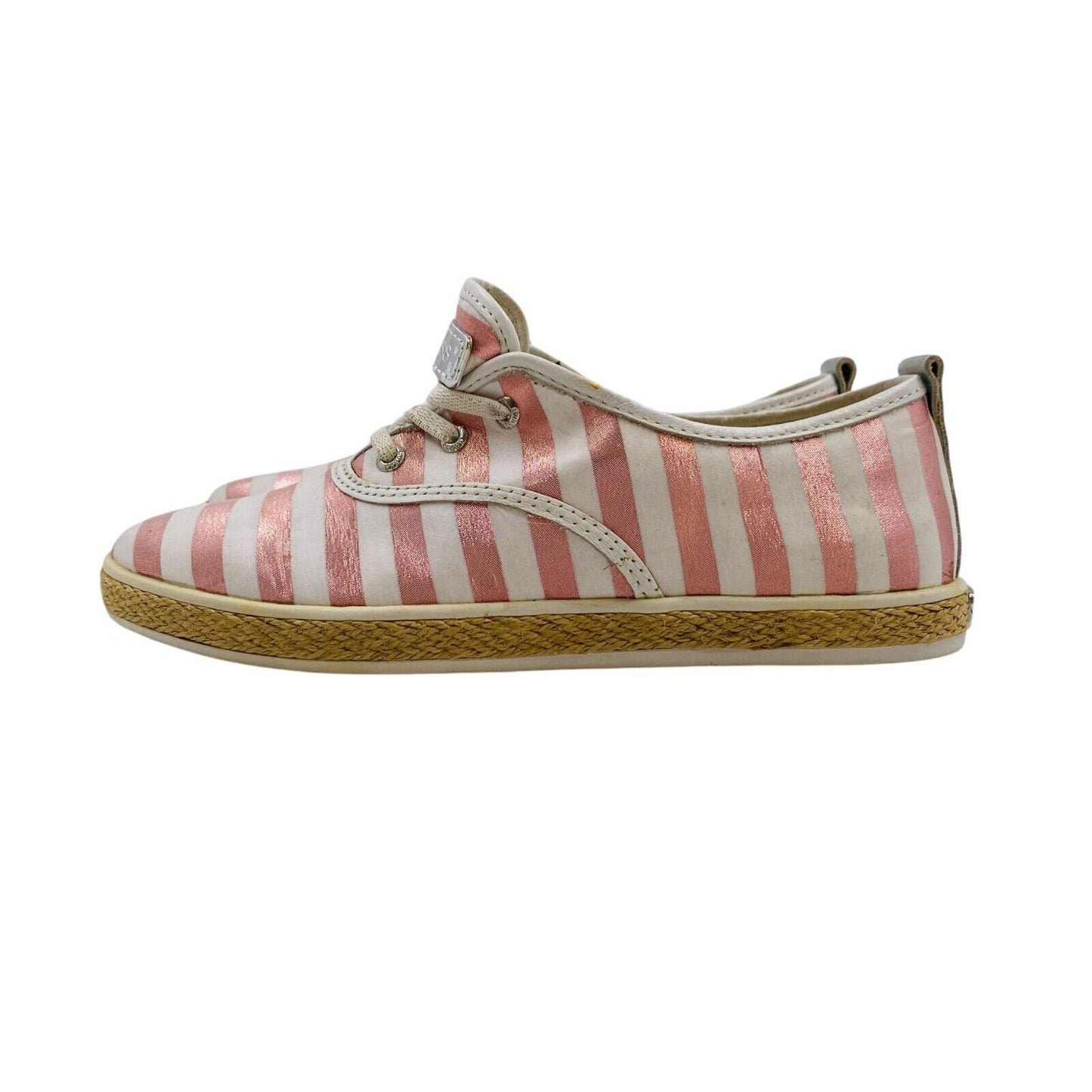 GUESS Women Pink Striped Sneakers Flats Shoes Size EU 36 US 5.5 UK 3