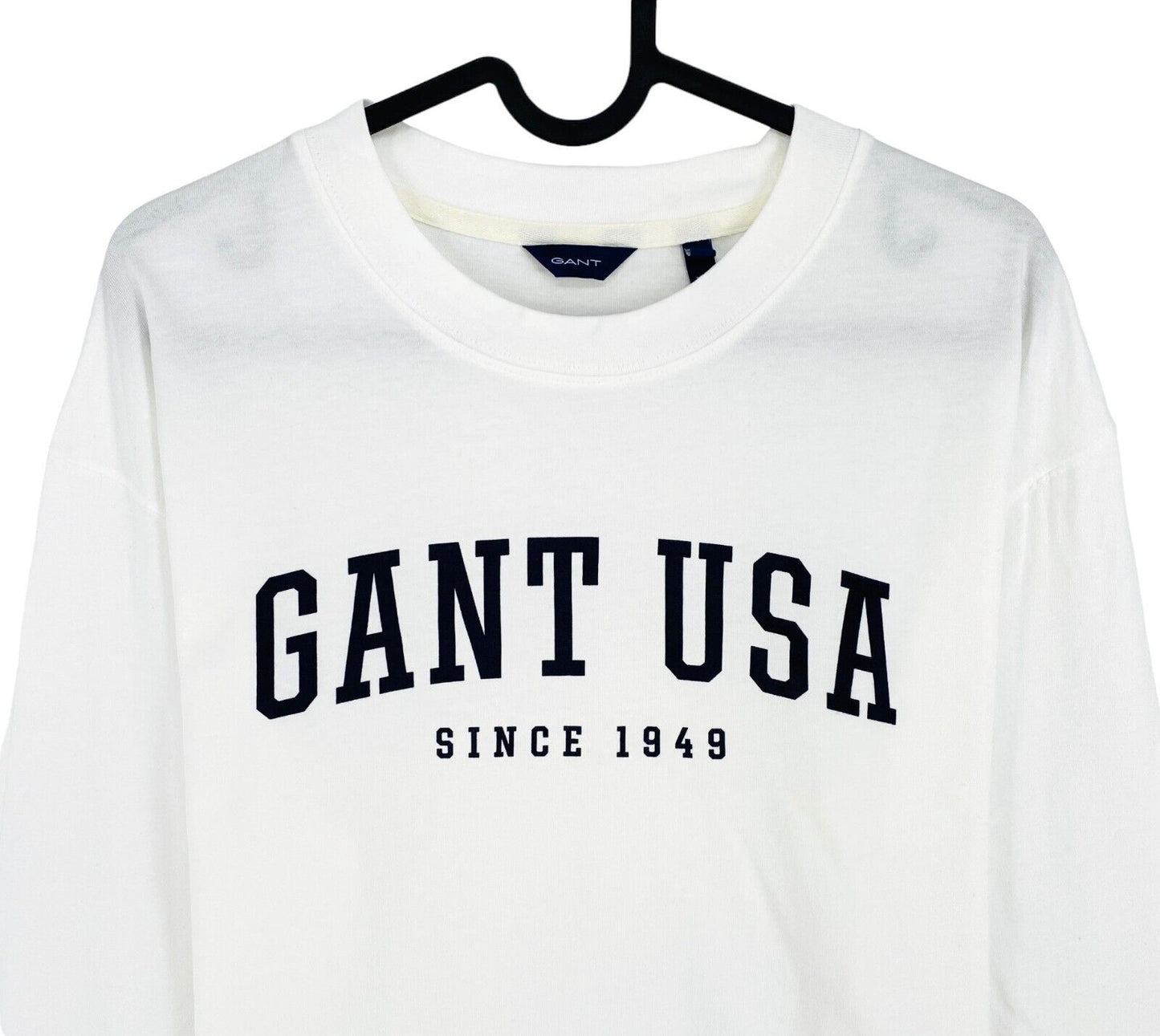 GANT White Logo Crew Neck Long Sleeves T Shirt Size S