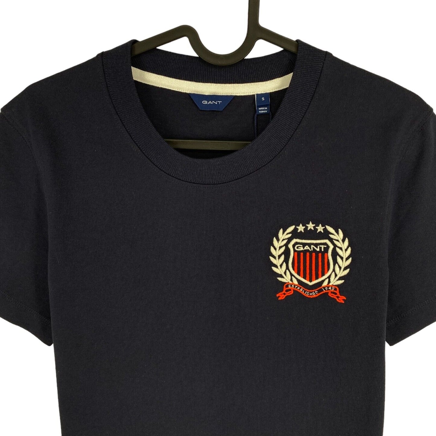 GANT Women Navy Blue Crest Crew Neck Short Sleeves T Shirt Size S