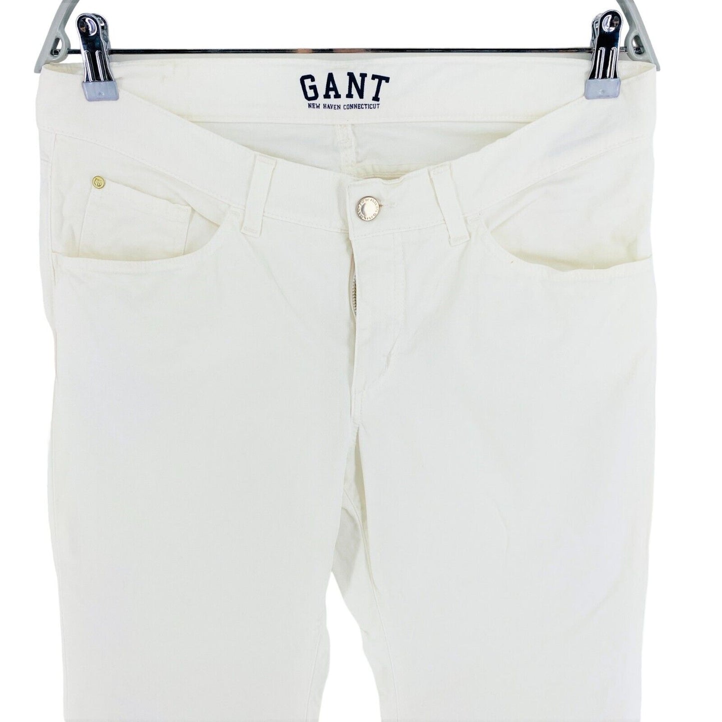 GANT Women White High Waist Flared Pants Trousers Size W32 L34