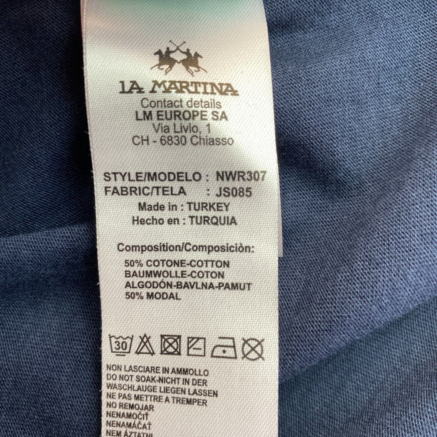 LA MARTINA T-Shirt aus Modaljersey mit Rundhalsausschnitt, Marineblau, Größe 2/S