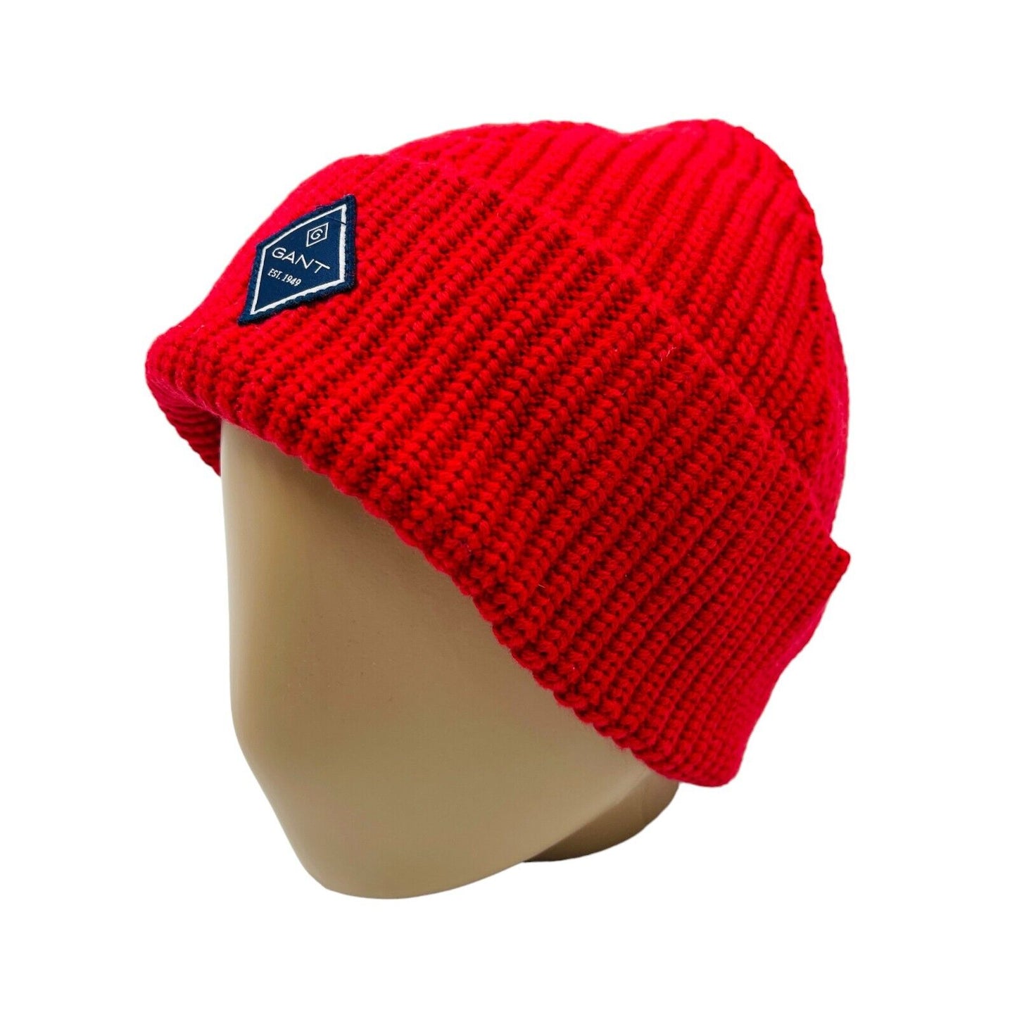 GANT Beanie-Mütze aus Baumwoll-Woll-Mischgewebe, Rot, Einheitsgröße