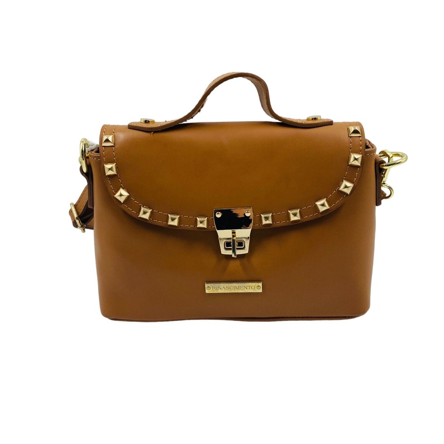 Rinascimento Brown 100% Leather Top Handle Shoulder Bag