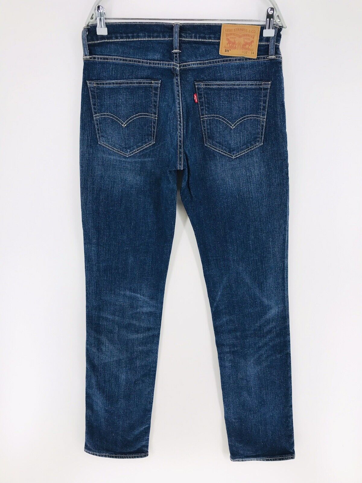 Levi's 511 Dark Blue Stretch Slim Fit Ripped Jeans Size W32 L34