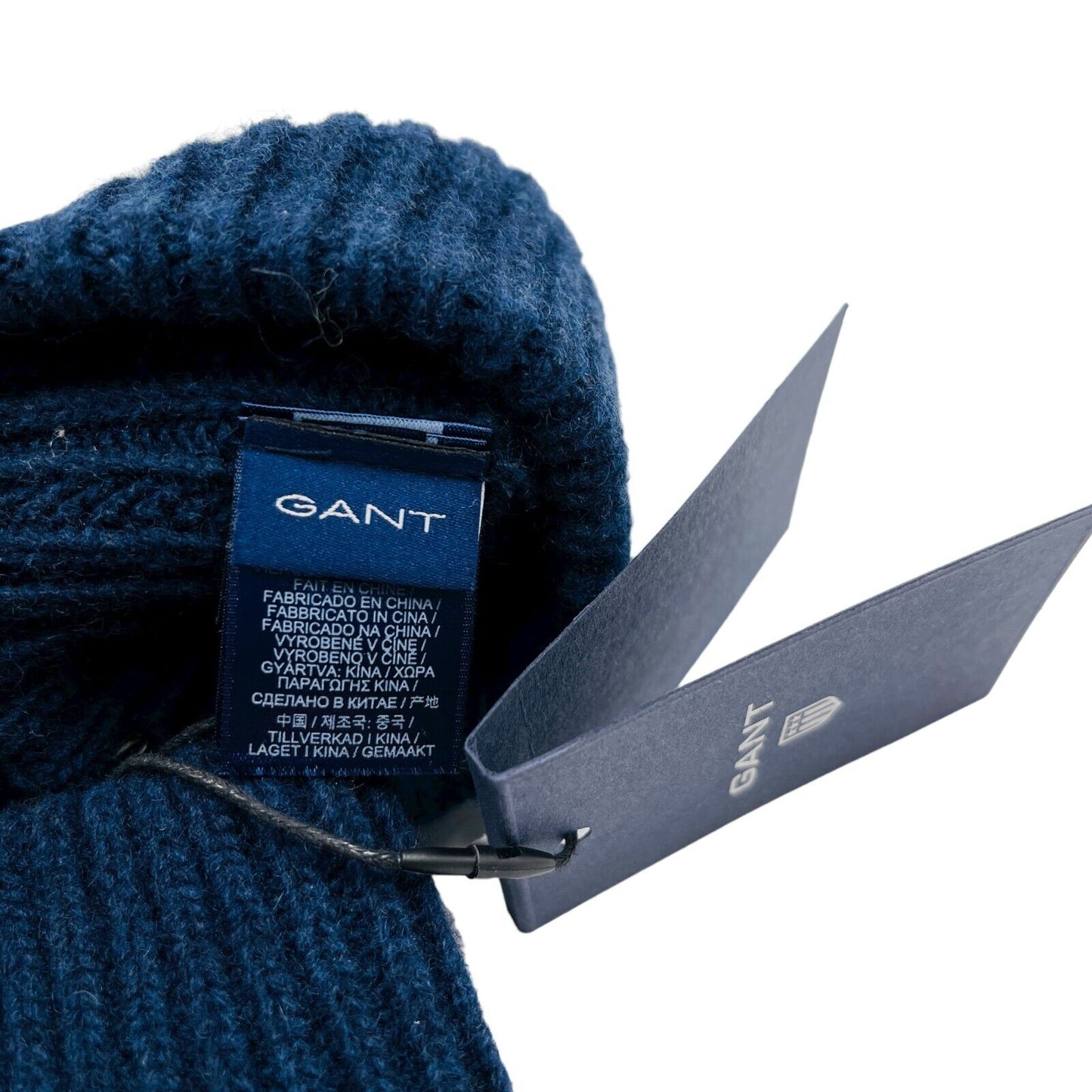 GANT Ladies Navy Blue Wool Blend Warm Knit Gloves One Size