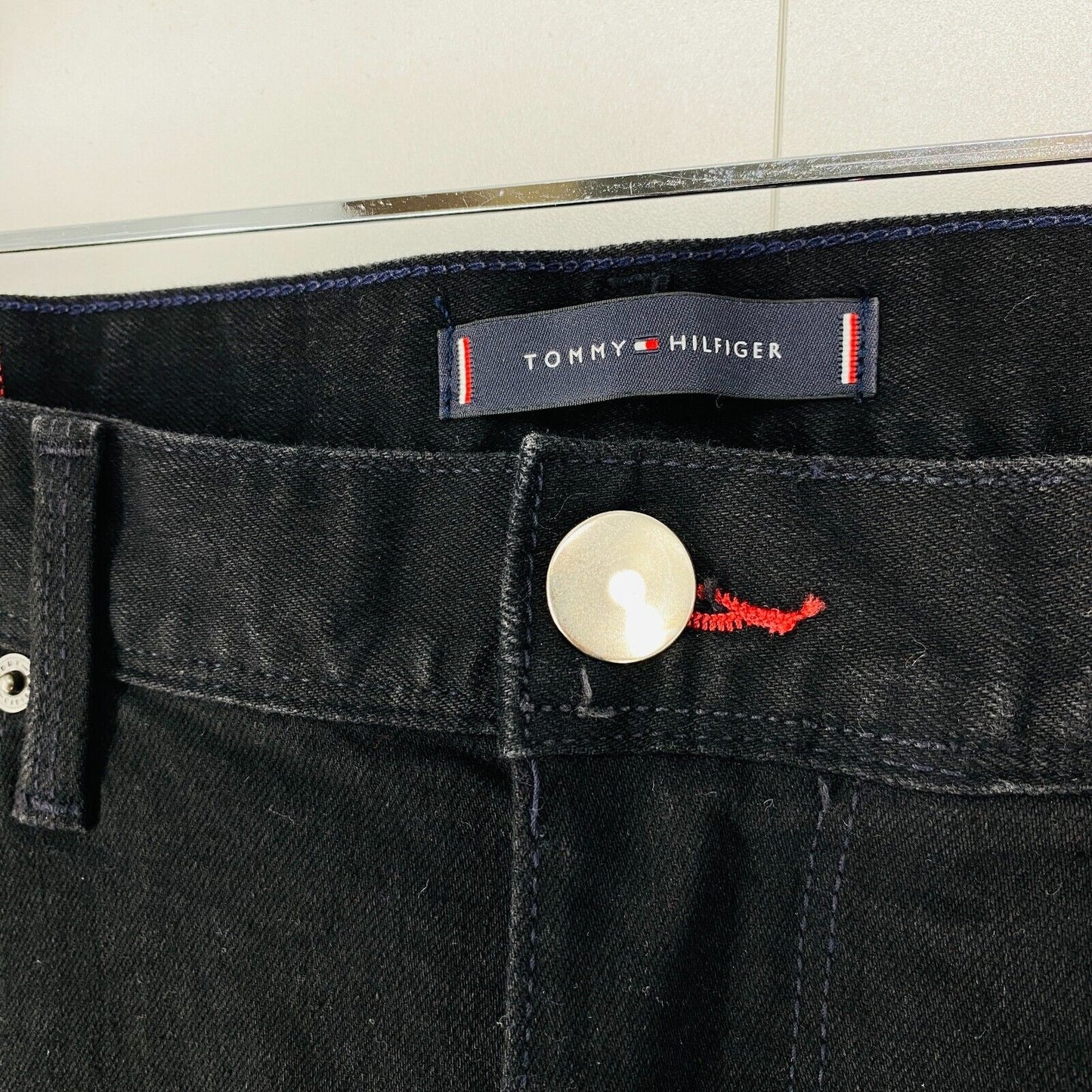 Tommy Hilfiger DENTON Mens Black Stretch Regular Straight Fit Jeans W34 L34