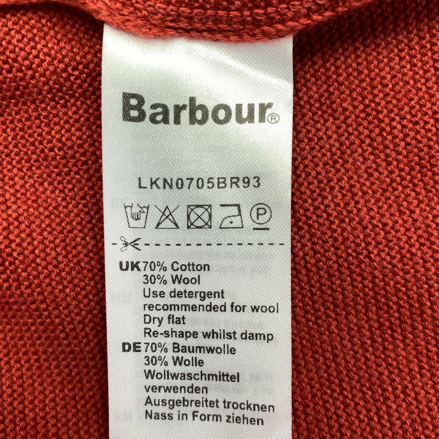 Prix ​​conseillé 223 € BARBOUR Croix Rouge Foncé Dos Ouvert Pull à Col Rond Taille EU 34 UK 8 US 4