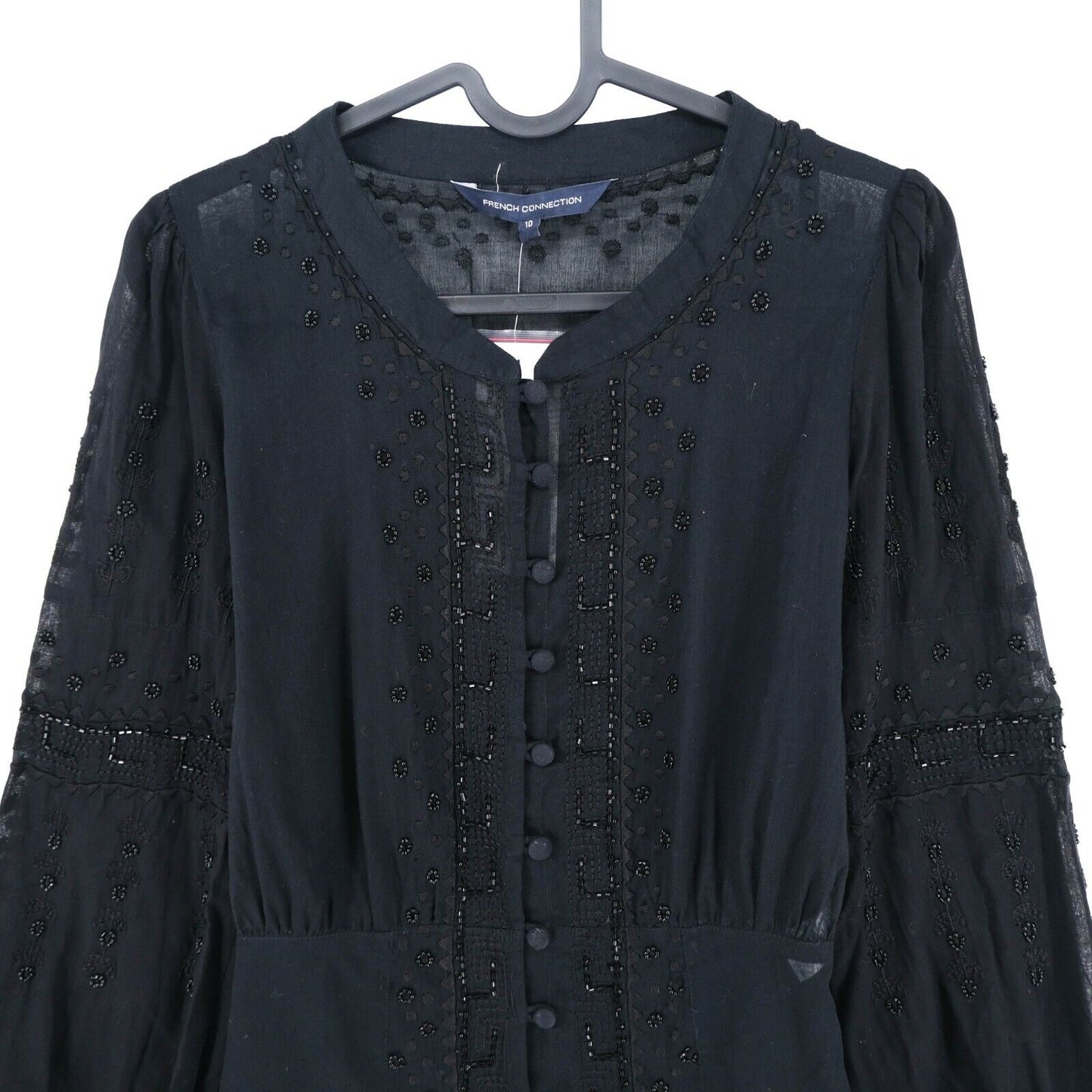 FRENCH CONNECTION Chemise noire à manches longues et col en V Taille 10 - S 12 - M