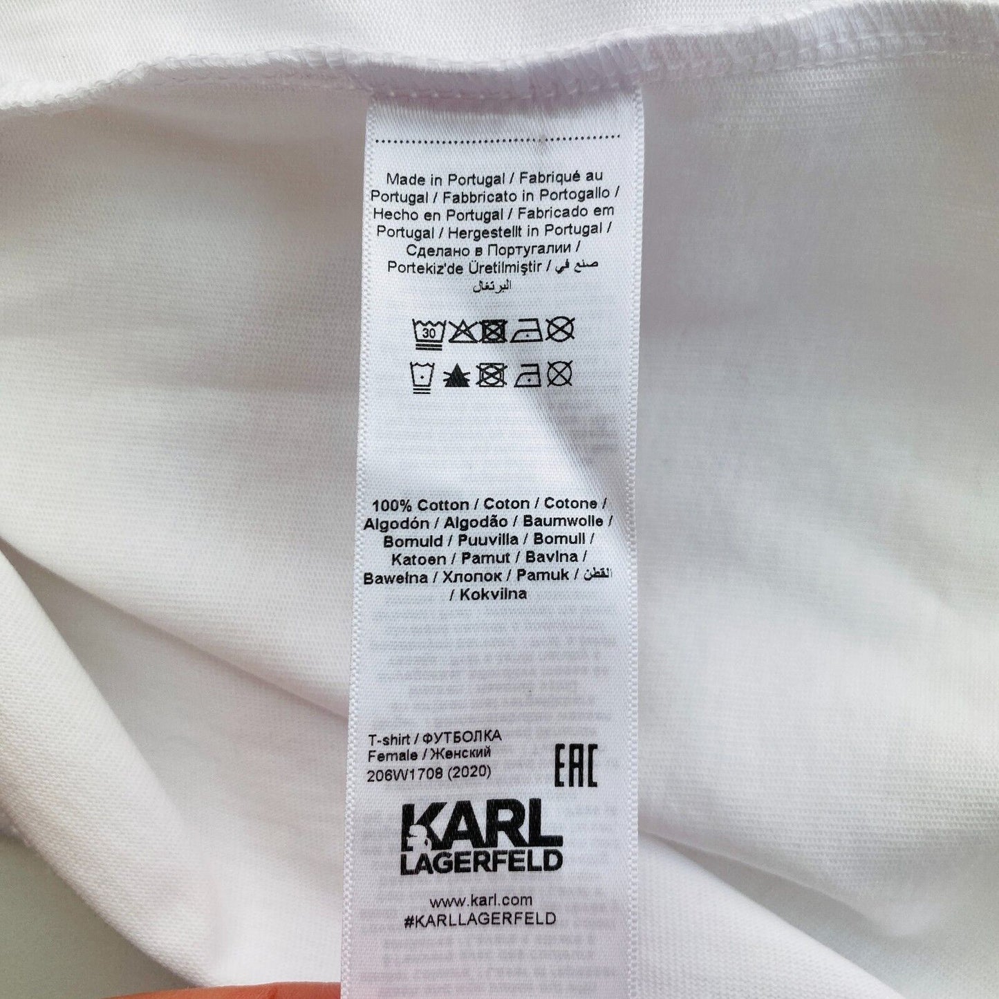 Karl Lagerfeld White Bow Crew Neck T Shirt Size XS