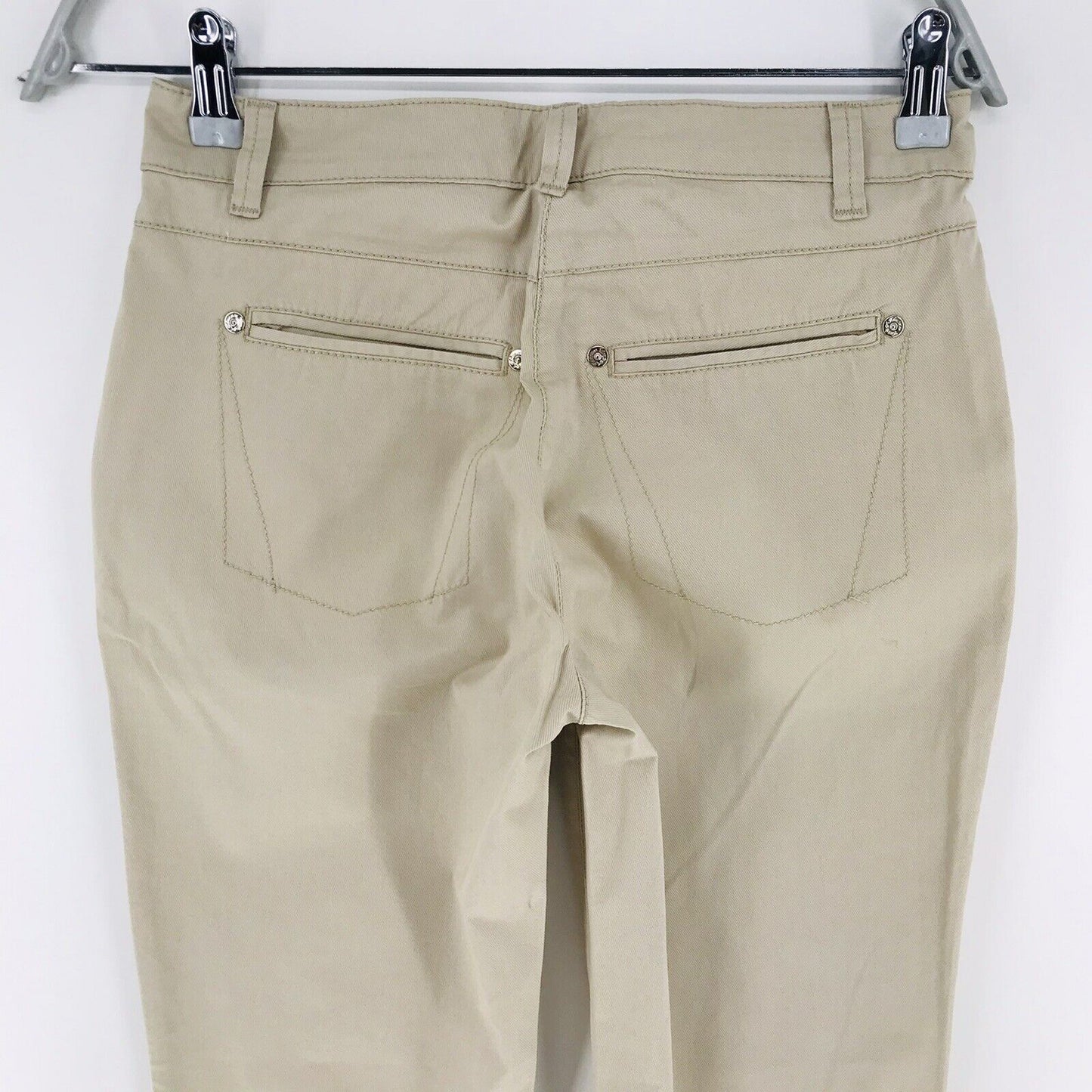 CONTE OF FLORENCE Women Beige Stretch Regular Straight Fit Chino Trousers 40