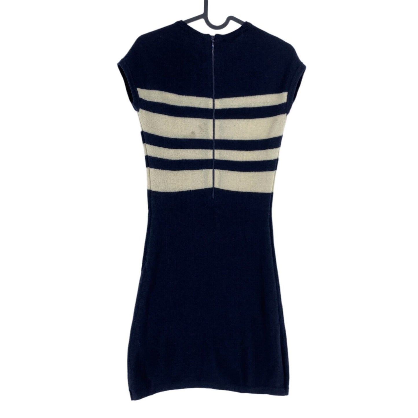 GANT Navy Blue Striped 100% Wool Sleeveless Crew Neck Dress Size S