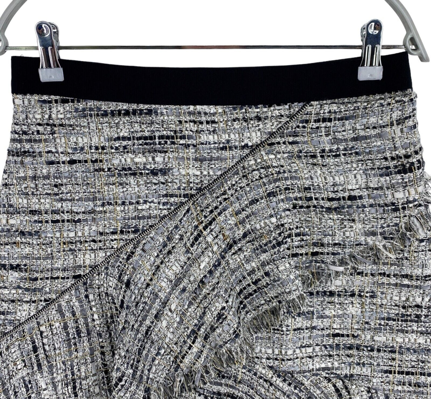 KARL LAGERFELD Grey Ruffle Boucle Skirt Size EU 36 UK 8 US 6