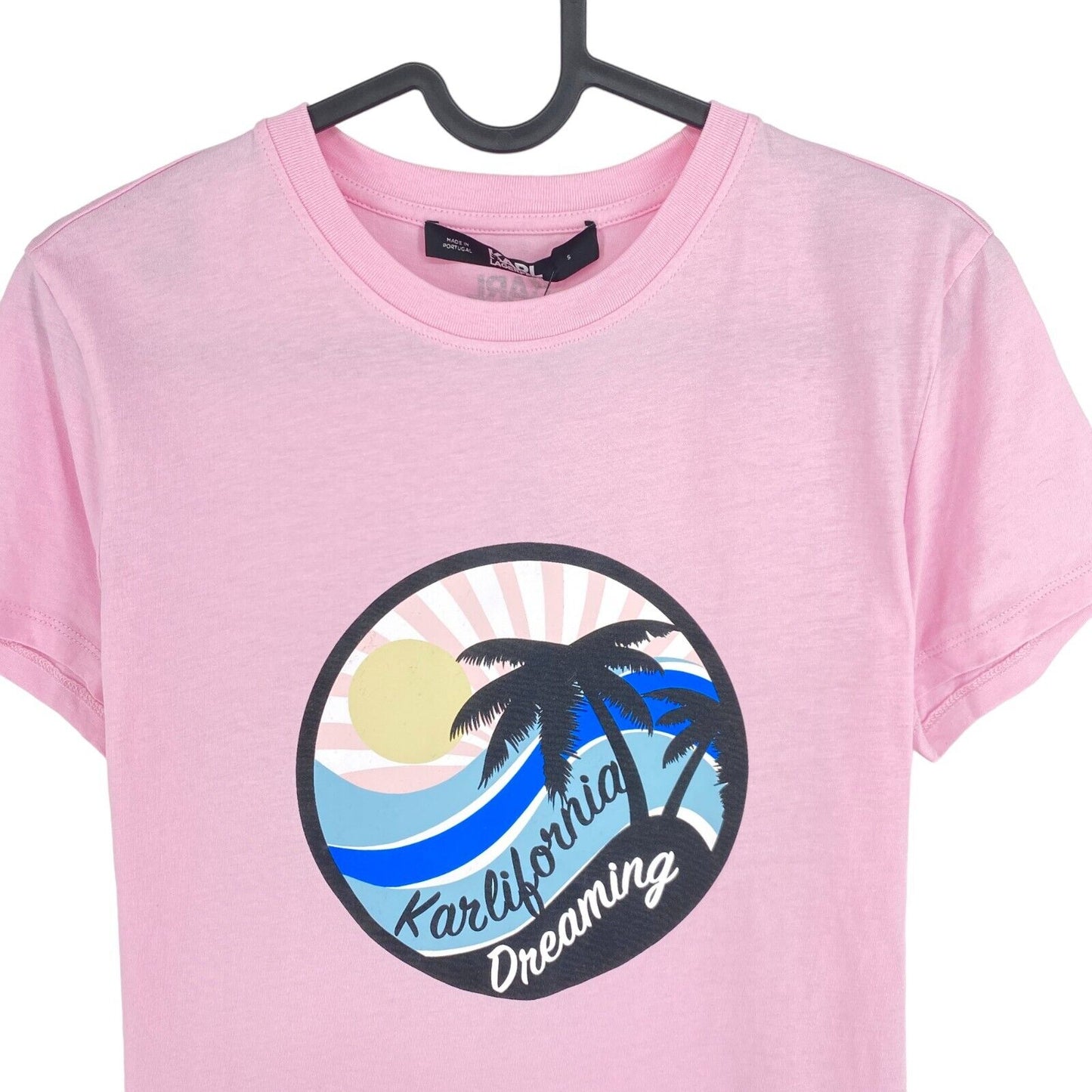 Karl Lagerfeld Pink Karlifornia Rundhals-T-Shirt Größe S