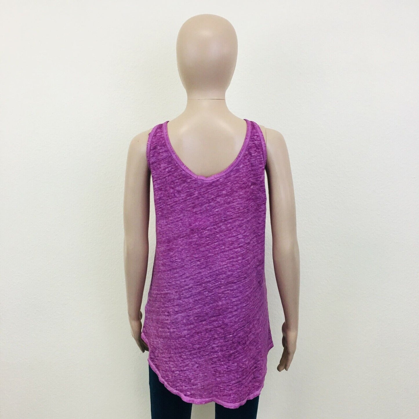 ZARA 100% Linen Purple Tank Top T Shirt Size L