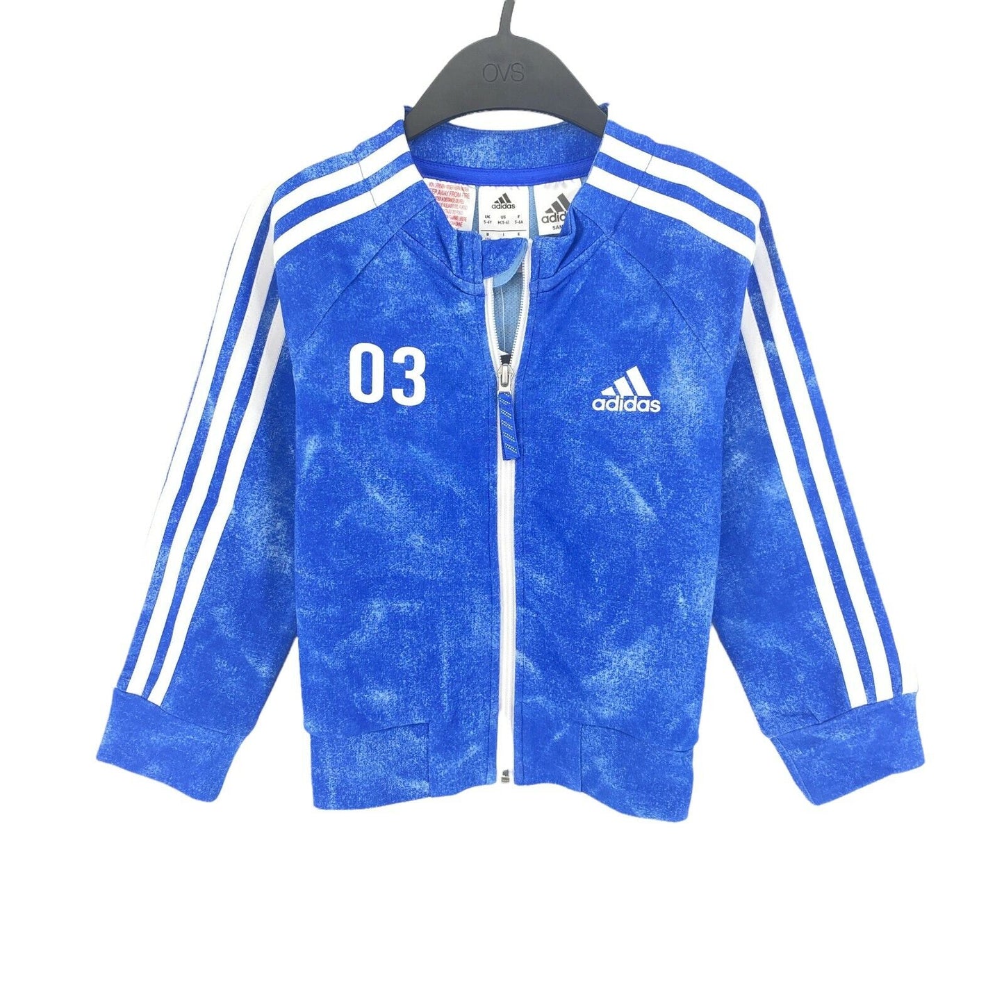 Adidas Jungen Blau Original Logo Full Zip Pullover Pullover Größe 5 - 6 Jahre