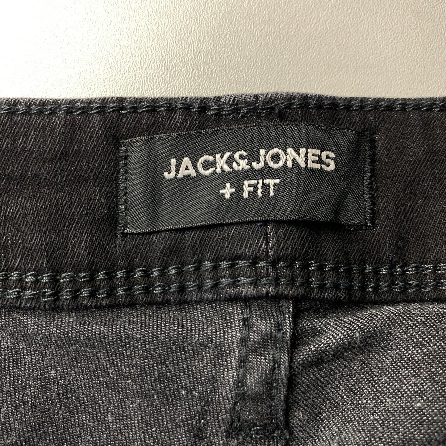 JACK & JONES + FIT GLENN Dark Grey Stretch Slim Fit Jeans W52 L32