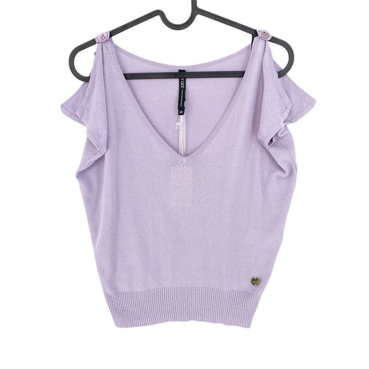 AMY GEE Purple V Neck Top Blouse Size S