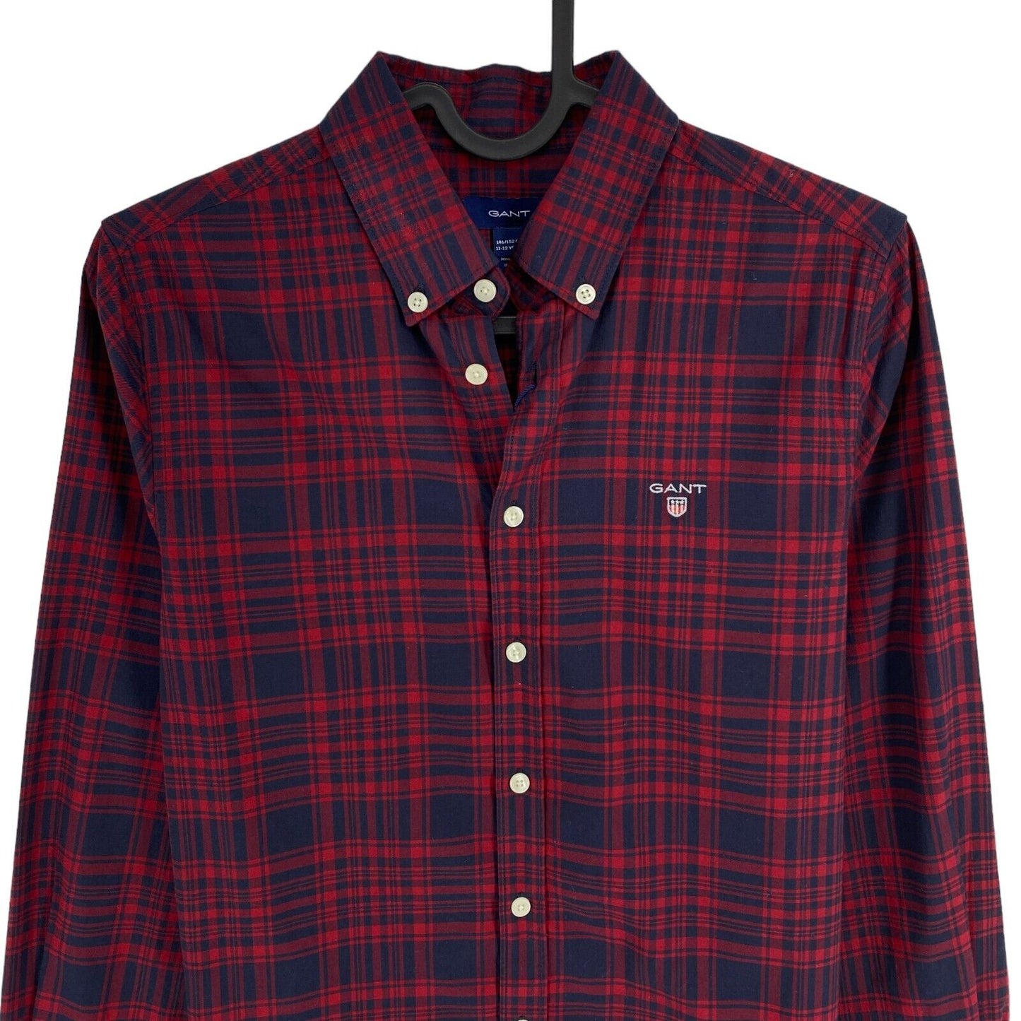 GANT Boys Red Twill Check Long Sleeves Shirt Size 11-12 Years 146/152 cm